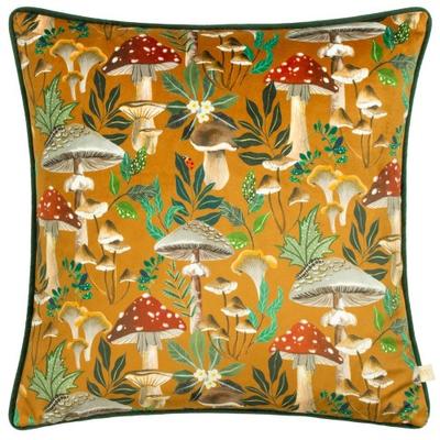 Wylder Wild Garden Piped Velvet Mushroom Cushion Cover