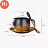 Hi Ceramic Light Luxury Simple Matte Black Gold Champagne Coffee Cup with Saucer Spoon Set Unique Travel Couple Teacup Milk Mug