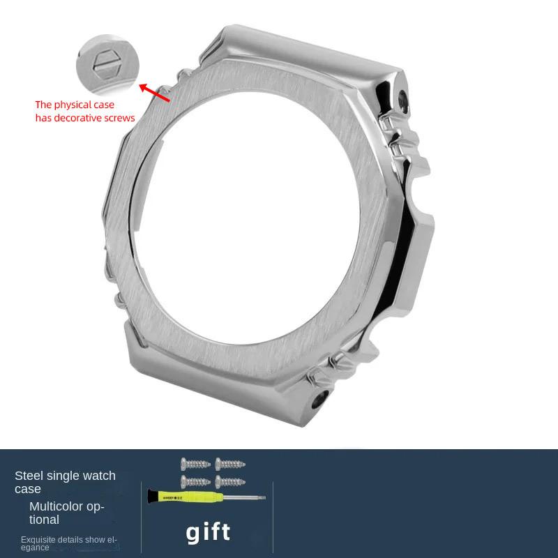 GA-2100 Watchband case Mod Kit For Casio G-SHOCK Farm Oak GA2100 GA2110 GA-B2100 Modified metal Bezel stainless steel strap Tool