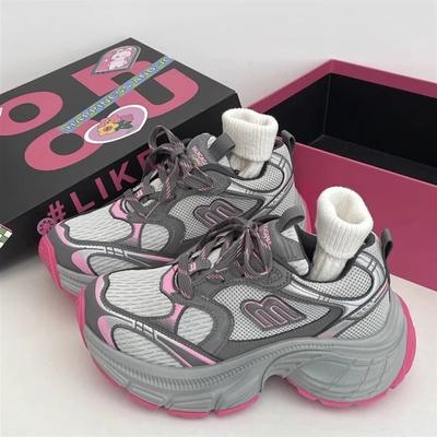 2025 Paris Spring New Thick-soled Super-fire Dad Shoes Women's Versatile Height Increase Breathable Explosion Casual Sports Shoes