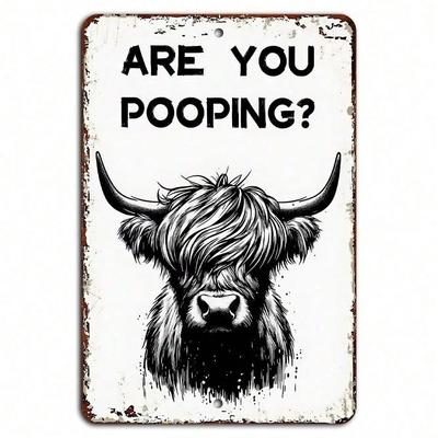 Metal Wall Art Cow Farmhouse Sign Bathroom Decor Funny Gift