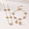 Zircon Clover Jewelry Set Luxury Fashion Women Daily Wear