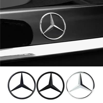 Nouveau 2025 Pour Mercedes Benz 9cm ABS Autocollant Arrière de Voiture Emblème de Coffre Autocollant pour Mercedes Benz S320 W164 W203 W204 W168 C180 E320 A200