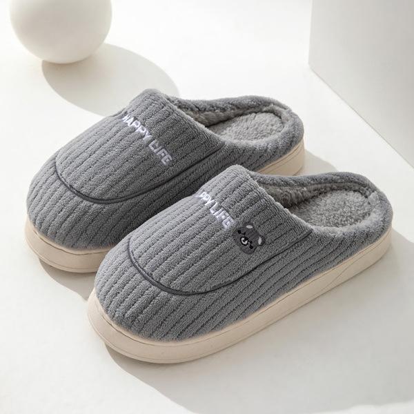 Cotton slippers thick-soled indoor household cartoon cute bow slippers winter bag heel warm home cotton shoes high heel