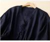 2025 Spring/Summer Women's V-neck Waist-Cinching Cotton Linen Top - Loose, Slimming, Versatile, Five-Sleeve Shirt