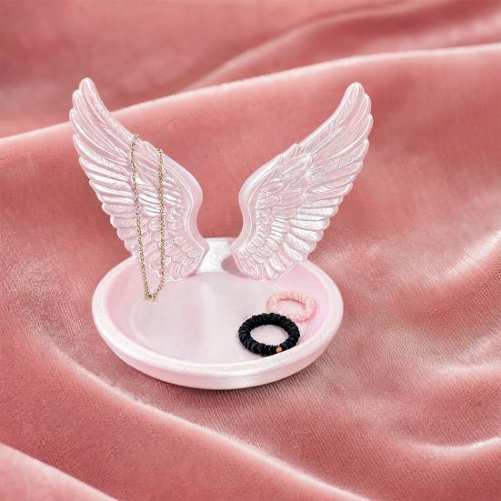 Angel Wing Jewelry Tray, 3D Printed Wings Trinket Holder Dish, Decorative Vanity Organizer Plate for Earrings, Rings, Small Items