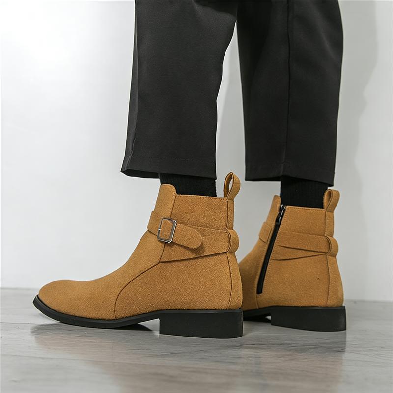 Winter Designer New Men's Pointed Toe Business Leather Casual Chelsea Ankle Boot Male Brogues High Top Shoes Zapatos Hombre