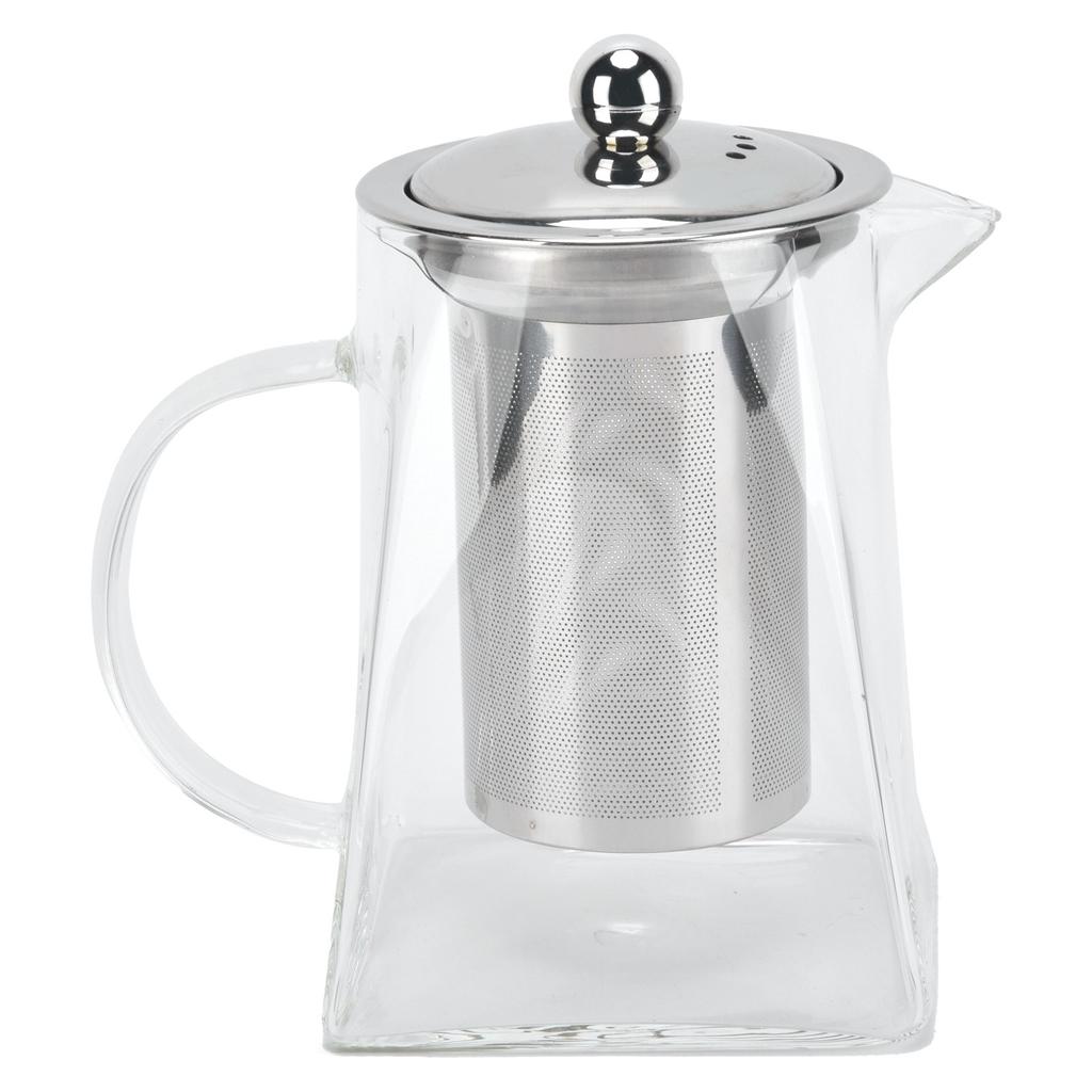 Transparent Glass Teapot with Removable 304 Stainless Steel Filter Tea Kettle for Home Office