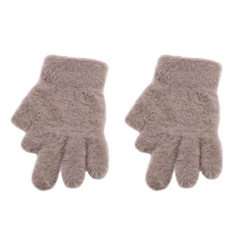 

Модные теплые росы двумя пальцами, пишущие студенческие перчатки, мягкие толстые холодные перчатки хаки