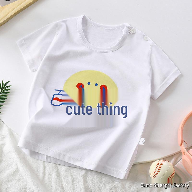 Kids' Cartoon Short Sleeve T-Shirt: Korean Style for Boys and Girls