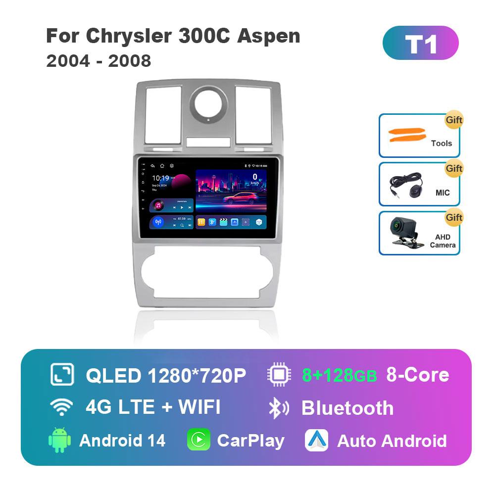 Navigation GPS 4G for Chrysler 300C Aspen 2004 - 2008 BT Touch Screen WiFi Android 14 System Car Video Multimedia Player
