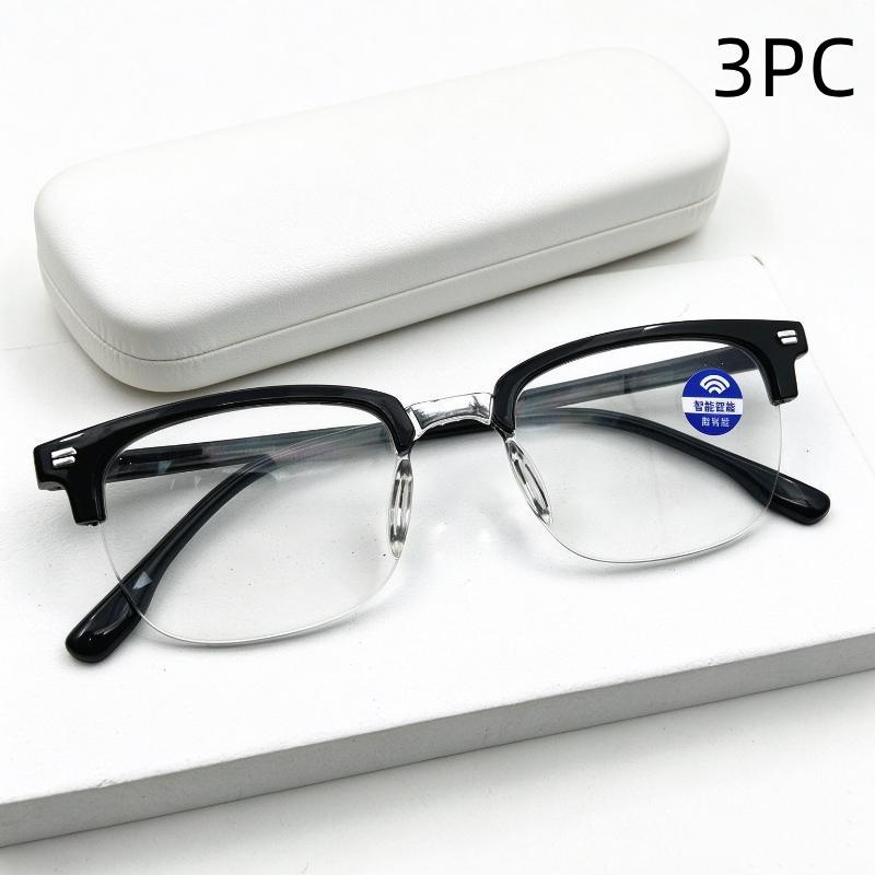 Half Rim Reading Glasses Smart Zoom Anti Blue Light Eyeglasses Lightweight Semi Rim Presbyopic Glasses For Daily Reading Use