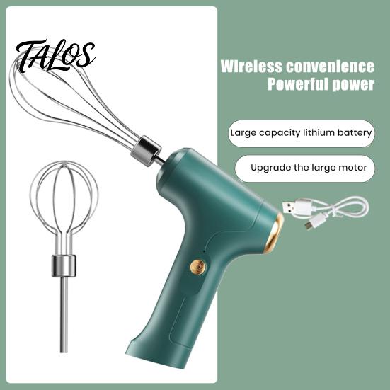 Stainless Steel Mixing Heads Cordless Electric Egg Beater with Double Head 3 Speeds Handheld Whisk Speed Modes Portable for Cake Bread Desserts
