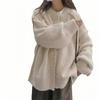 Solid color reverse-set knitted women's cardigan autumn and winter new lazy style casual loose round neck cardigan jacket