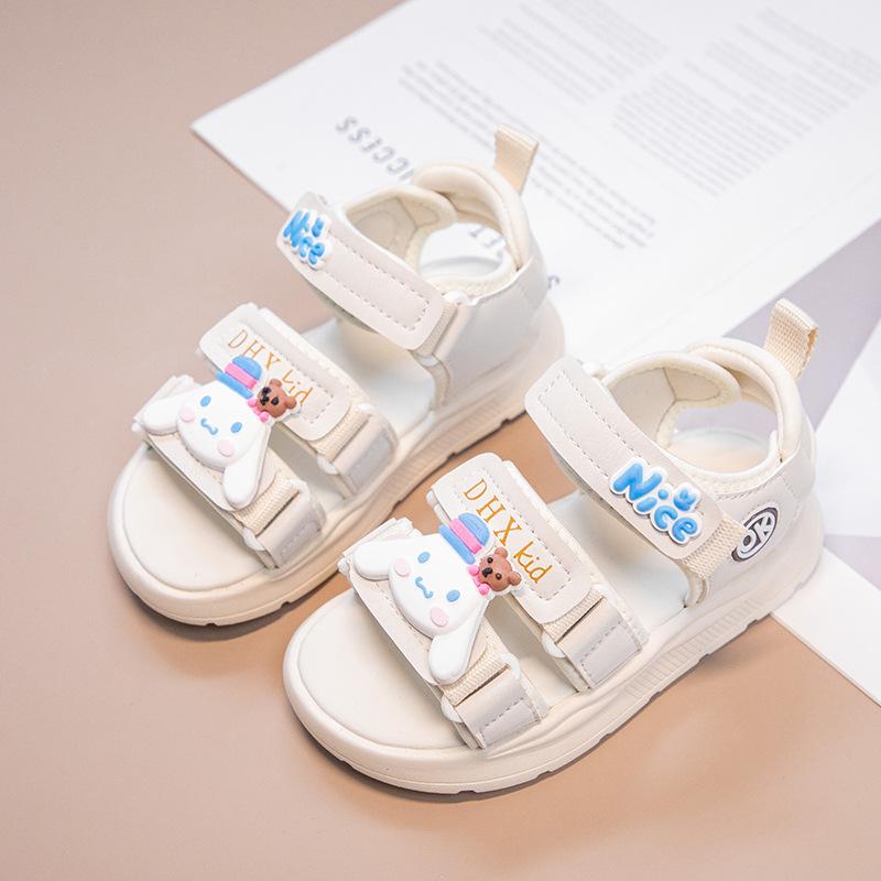 Girls' My Melody Summer New Open-Toe Non-Slip Beach Shoes for Older Children with Velcro Fashionable Versatile Sandals