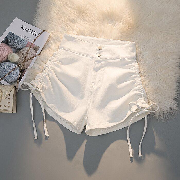 

Women s Summer High-Waisted Lace-Up Denim Shorts - Slim Fit, Butt-Hugging, Trendy, Elastic Super Short Hot Pants XL