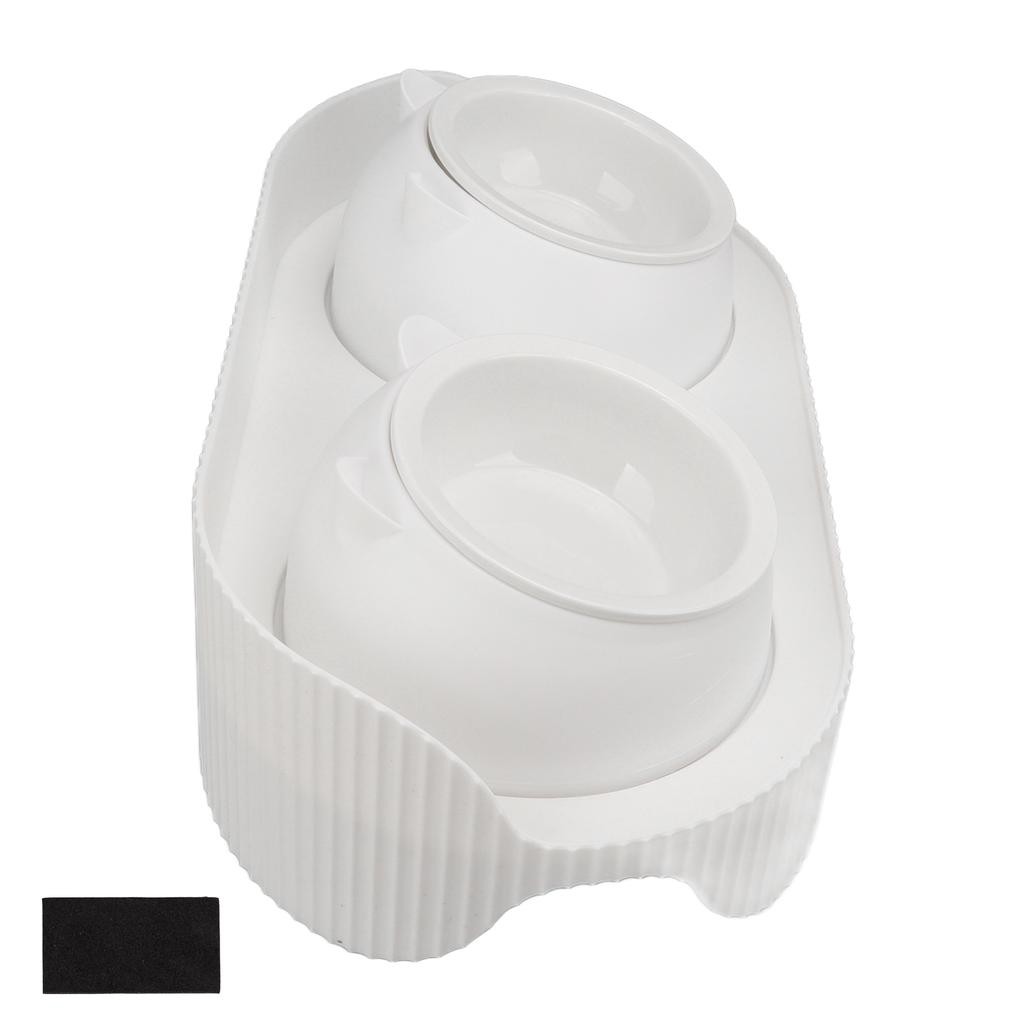Keramik-Hundenapf-Set Lebensmittelecht Anti-Spritz Doppel-Futter-Wassernäpfe für Katzen Hunde Kätzchen und Welpen(Weißer [Cheongsam]