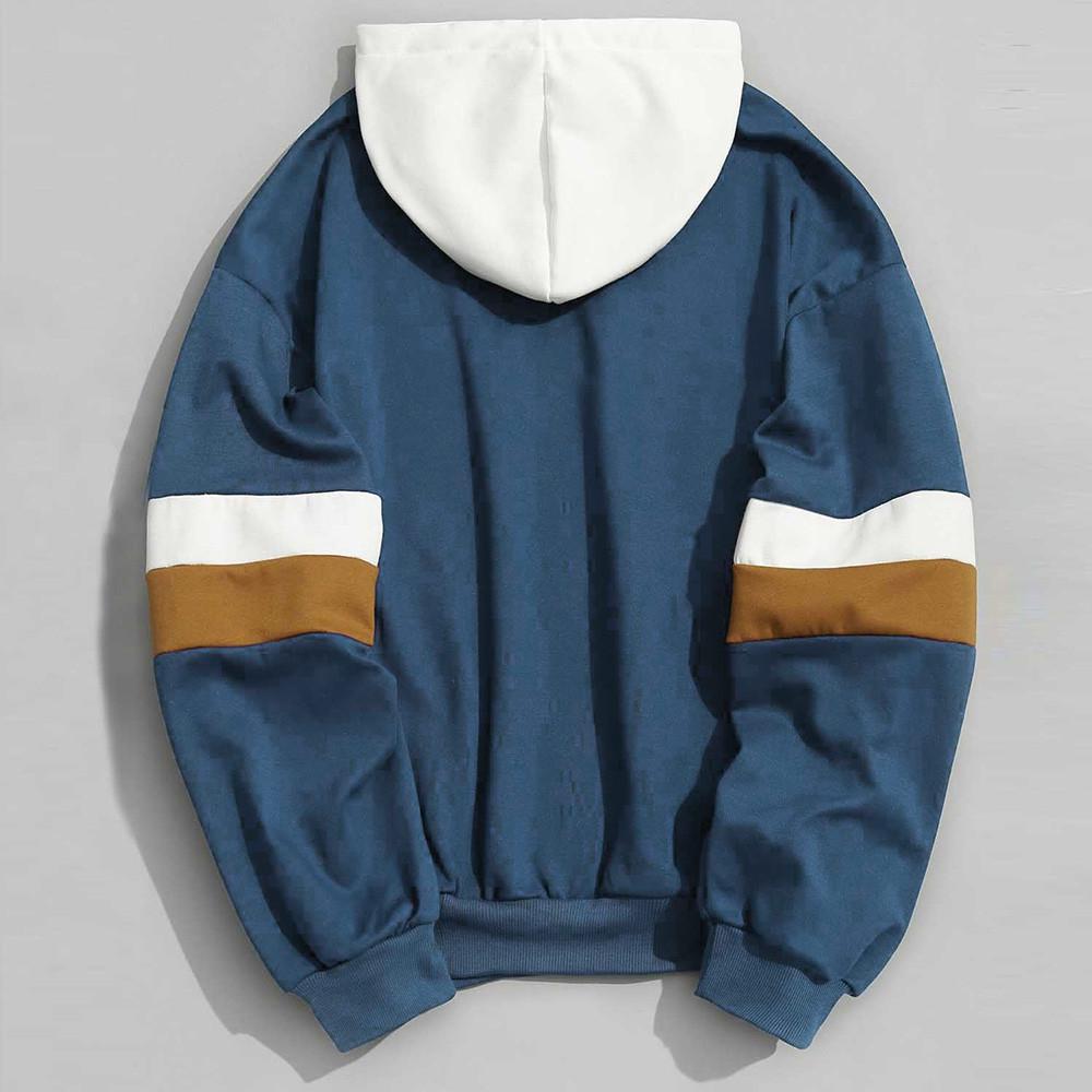 Mens Casual Patchwork Slim Fit Hoodie Outwear Blouse Sweatshirt