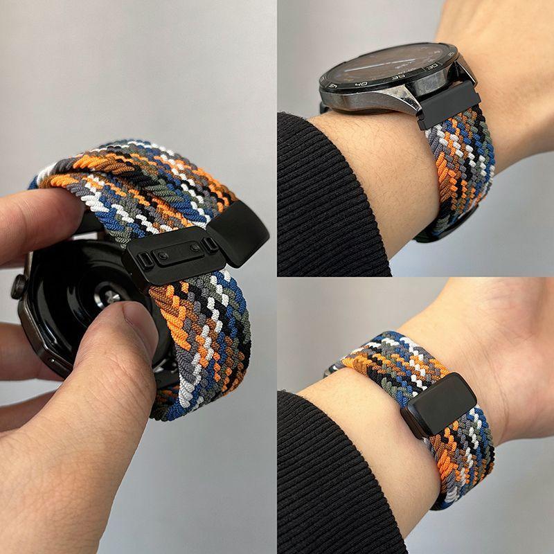 

Универсальный нейлоновый ремешок для часов 20 мм 22 мм - Нейлоновая магнитная пряжка Эластичный плетеный сменный ремешок для смарт-часов для HUAWEI Watch Samsung Galaxy Watch Amazfit 20mm