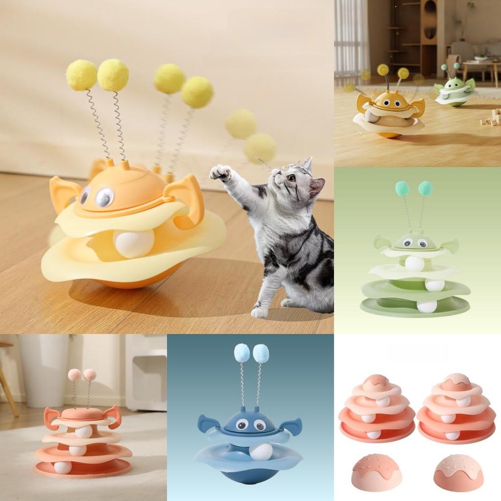 Cat Toy Set With Inflatable Bee Wobbler And Play Wheel For Interactive Play And Gift