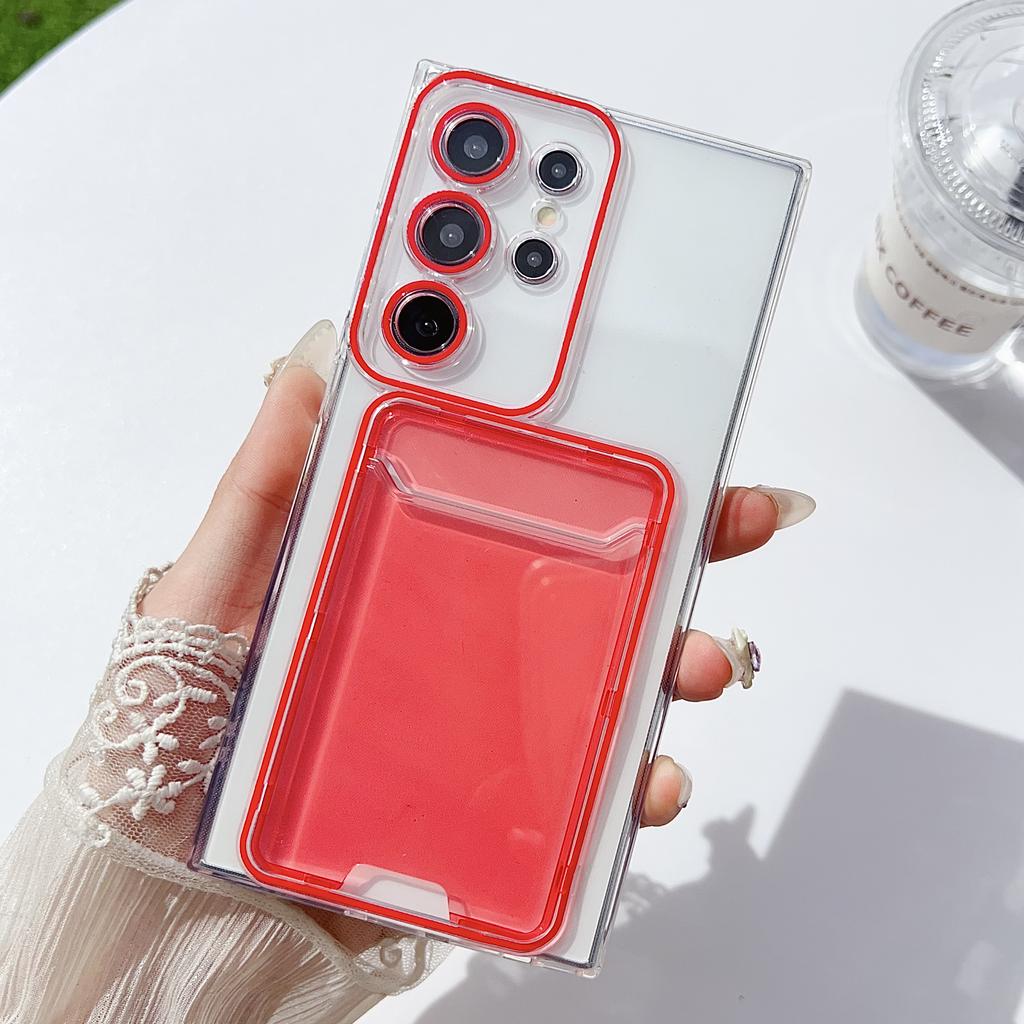 For Samsung Galaxy S22 Ultra 5G Case Transparent TPU Card Holder Phone Cover
