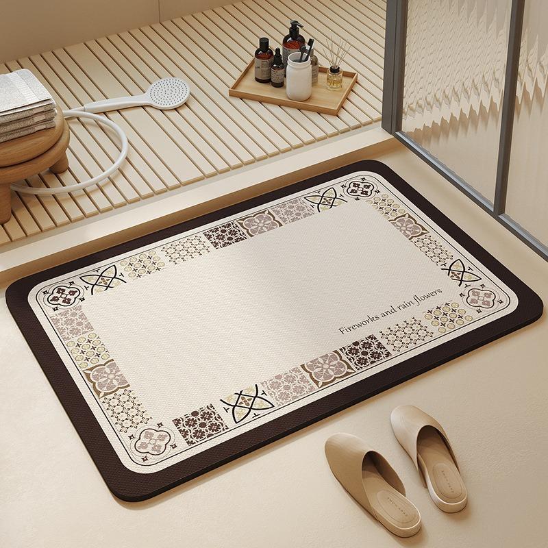 Mata chłonna wodę z ziemi okrzemkowej w stylu francuskim Mata podłogowa do łazienki Mata pod stopy do toalety Mata pod drzwi Wejście Szybkoschnący Antypoślizgowy Dywan