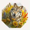1pc Wolf Amidst Sunflowers and Lavender Automatic Open/CloseUmbrella,Compact Umbrella for Men & Women Day Gift.C031