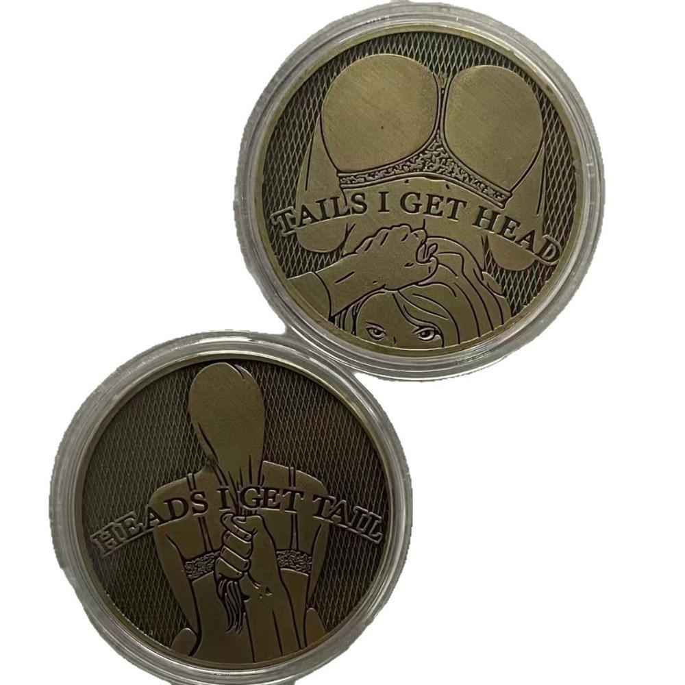 Bronze Pornographic People's Day Gift, Couple Creative Commemorative Medal, Coin, Collectible Gift, Christmas Gift, Stocking Stuffers