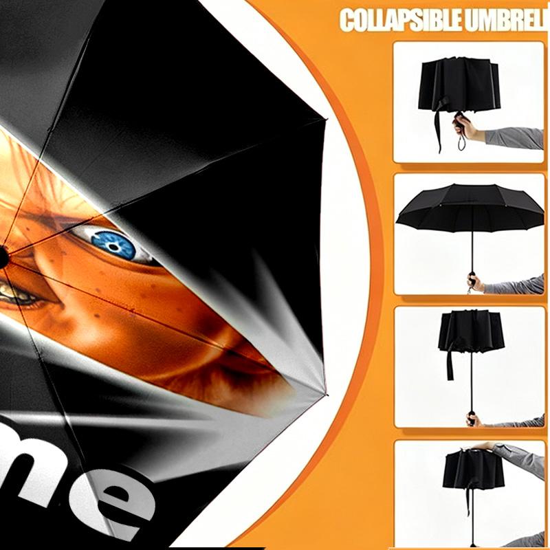 Custom Name Personalized Horror Movie Print Umbrella, Auto Open Close, 8‑Rib Sturdy Frame, Commute Camping Hiking Use, Birthday Gift