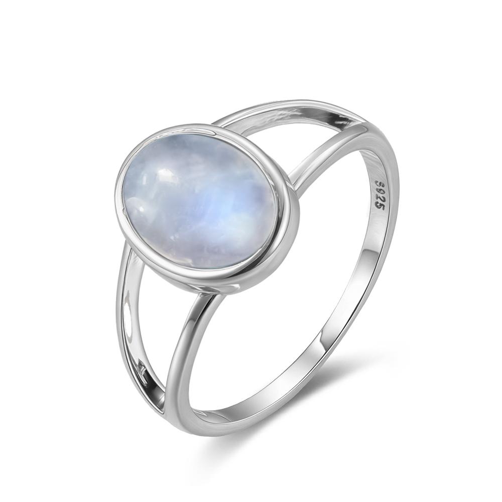 Vintage 925 Sterling Silver Natural Moonstone Rings Bohemia Oval Shape Retro Ring Gifts Fine Jewelry for Women Men
