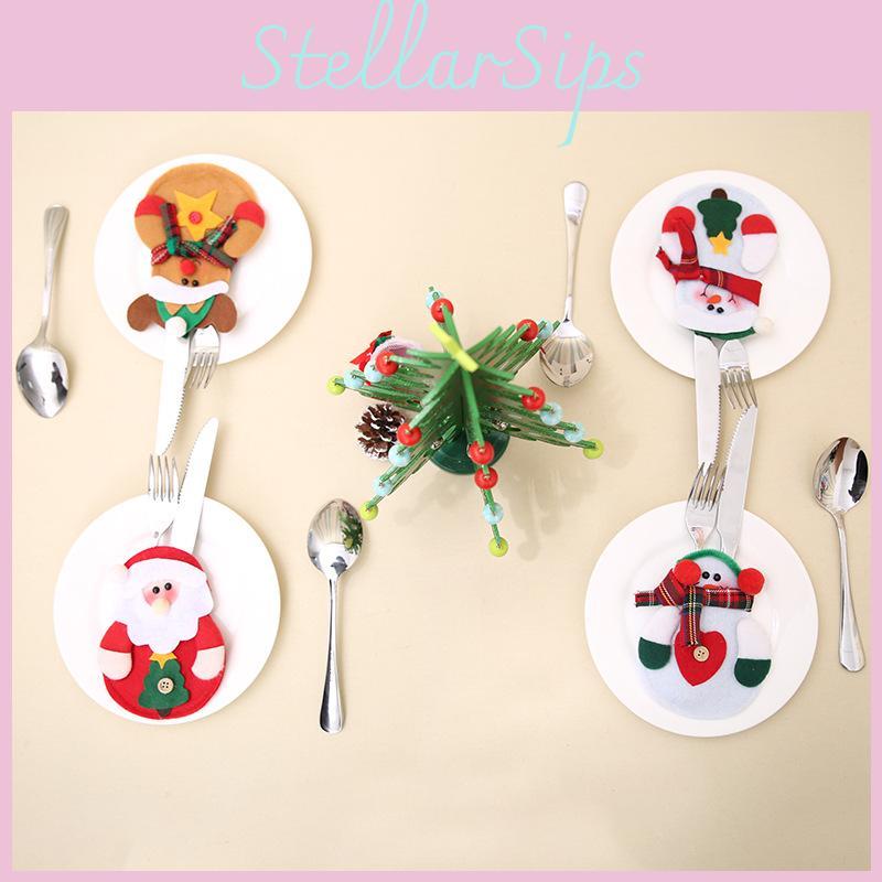 Festive Christmas Cutlery Set With Santa Claus Snowman And Reindeer Design For Holiday Table Decor