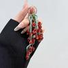 DIY Hand Woven Grape Beaded for Women Exquisite Red Purple Beads Bag Pendant Car Key Creative Decoration Accessory Bag Charm
