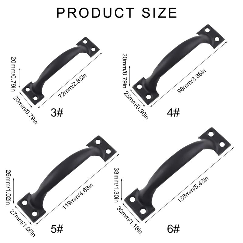 4pcs Arched Handles for Garage Door and Indoor Cabinets Metal Barn Door Pulls Easy Install Wood Fence Cupboard Handles