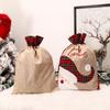 Large Christmas Gift Bag Drawstring Luxury Linen Packing Bag Elf Merry Christmas Accessories Xmas Decorations Goods