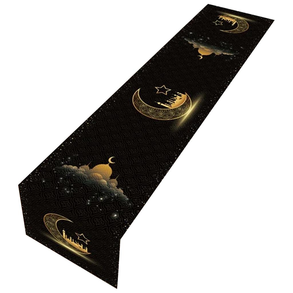 Eid Mubarak Tablecloth Ramadan Decoration for Home Islamic Muslim Party Supplies Handmade Table Runner Table Setting