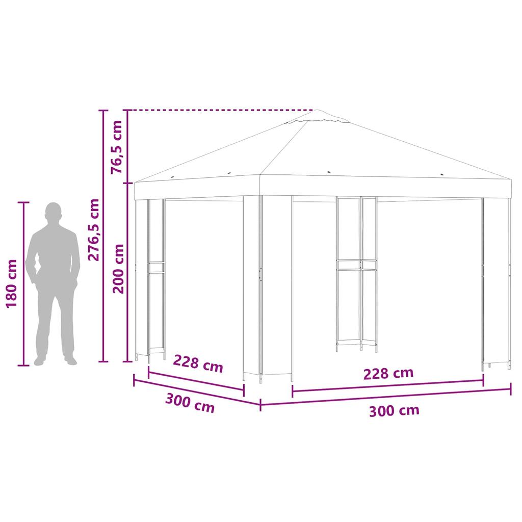 Gazebo 3 X 3 M Anthracite Polyester and Steel 190 Gsm