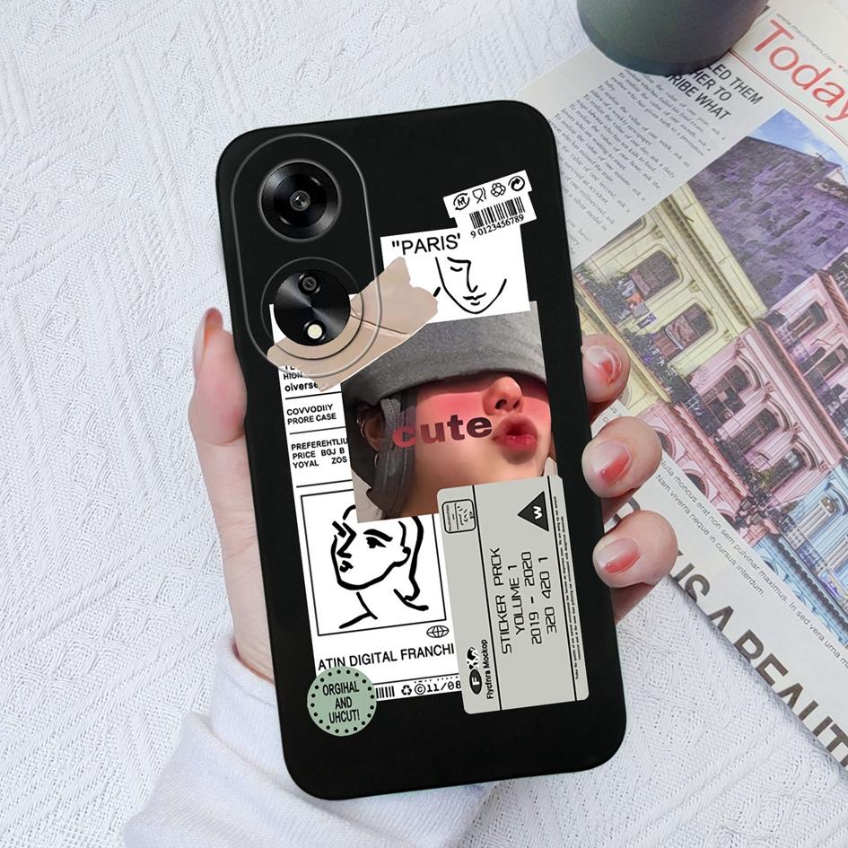 Casing For Oppo A35 A11 A1K A7 A15 A55 A1 A52 Phone Cover Elegant Sweet Girl Pattern Liquid Silicone Anti Slip Protective Advanced Shell For Oppo Capa