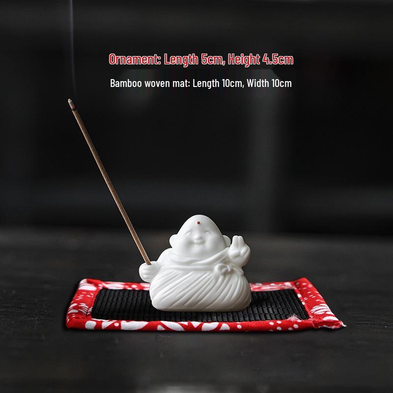 Creative Zongzi Ceramic Incense Holder - Indoor Incense Burner and Dragon Boat Festival Ornament Souvenir.