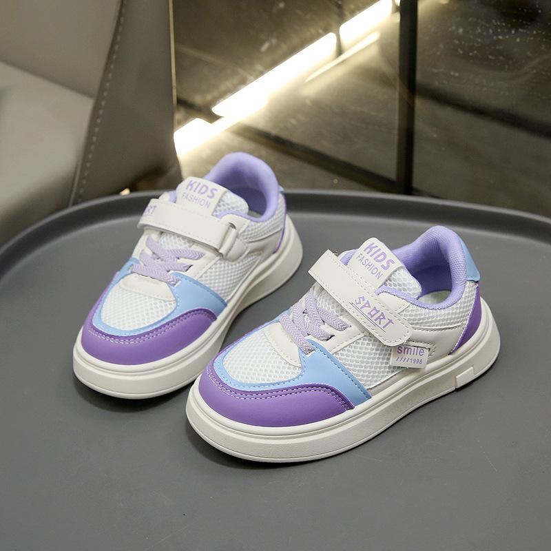 

Children s little white shoes Girls mesh sneakers 2025 spring and autumn new breathable soft-soled casual mesh shoes Boys board shoes 26-31 yards whole box shot 48 pairs фиолетовый