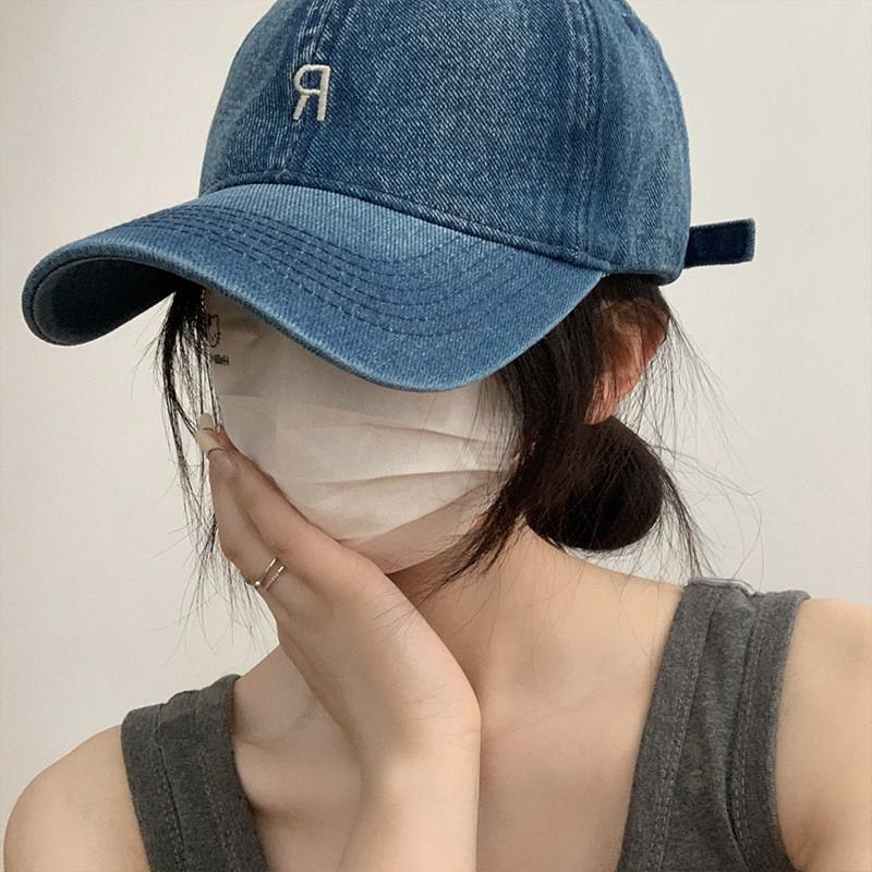 Stylish Lettered Denim Baseball Cap For Women And Men Adjustable Spring Summer Wear