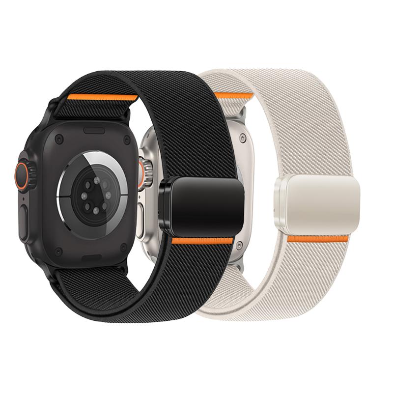 3PCS Magnetic Straps For Apple Watch Ultra 2 Band 49mm 46mm 44mm 45mm 42mm Elastic Nylon Loop Bracelet IWatch Series 10 9 8 7 SE