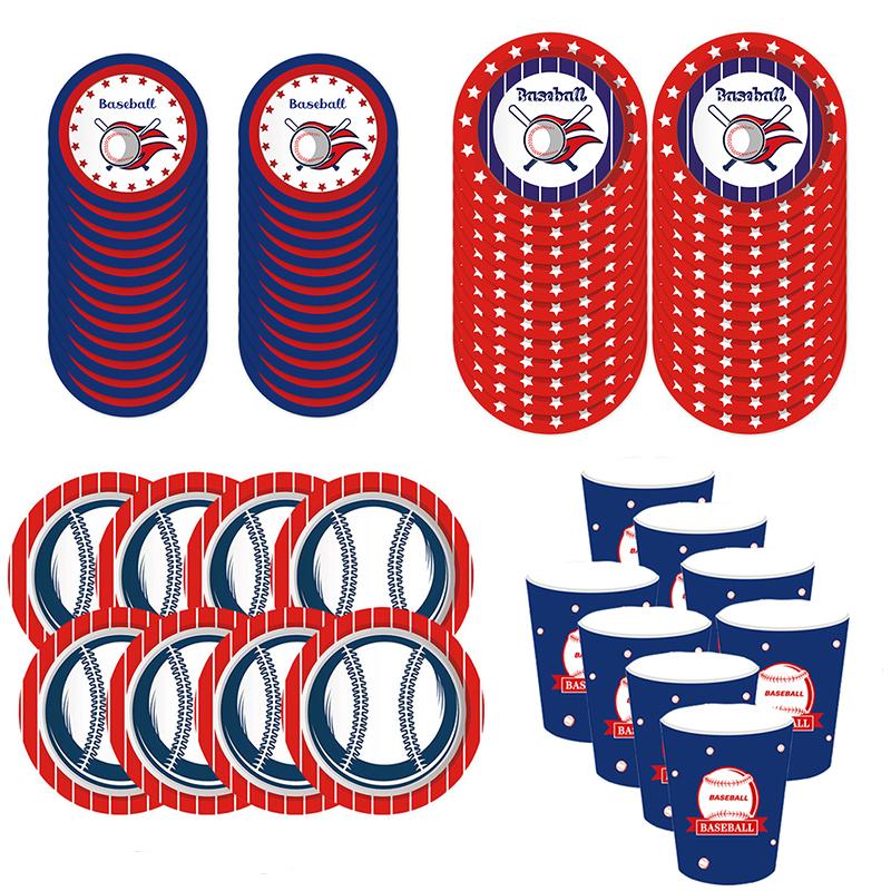 Baseball Theme Party Disposable Tableware Paper Plates Cup Banner Balloons Birthday Club Celebrations Baby Shower Decor Supplies