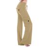 Fashion Women's Solid Color Self Cultivation Elastic Band Pockets Pants