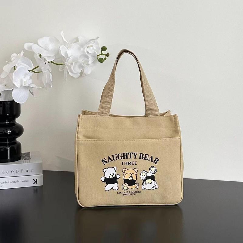 Stylish Canvas Commuter Tote with Zipper - Trendy Lunch Box Handbag for Women
