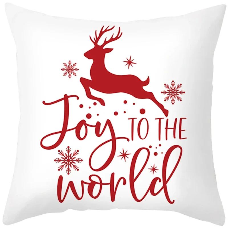 Weihnachtsrot Dekorationsmuster bedruckte Kissenhülle für Wohnzimmer Sofa Dekoration Kissenbezug