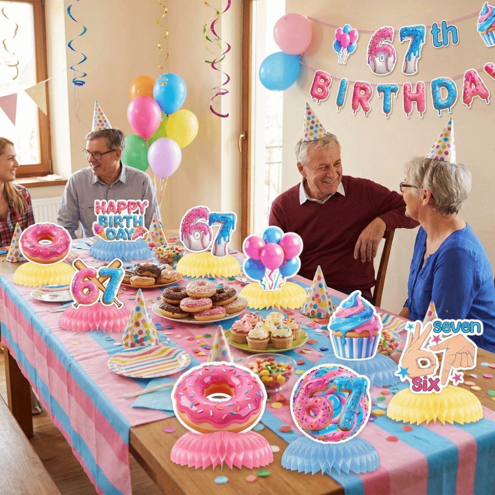 Ice Cream Theme 67 Meme Birthday Decorations Colorful Paper Six Seven Party Decor Internet Humor Decorative