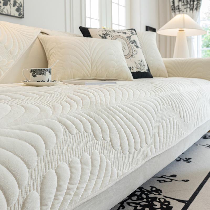 Cojín de sofá de otoño e invierno, cojines de asiento antideslizantes de alta gama, funda de sofá de vellón grueso, funda de tela