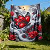 1pc Butterfly Roses Outdoor Blanket - Lightweight Flannel Throw For Travel, Camping, Gifts For Family Or Friends yy251114255