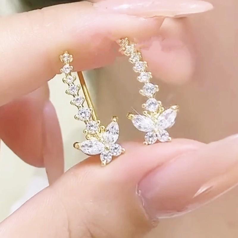 Exclusivo Ear Cuff de Camada Dupla Brilhante com Diamantes de Alto Padrão: Design Versátil e Indolor