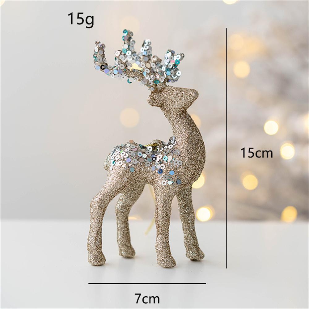 Christmas Decoration 2025 Flash Flocked Elk Pendant Christmas Tree Home New Year Hanging Decors Luxury Red Glod Glitter Deer